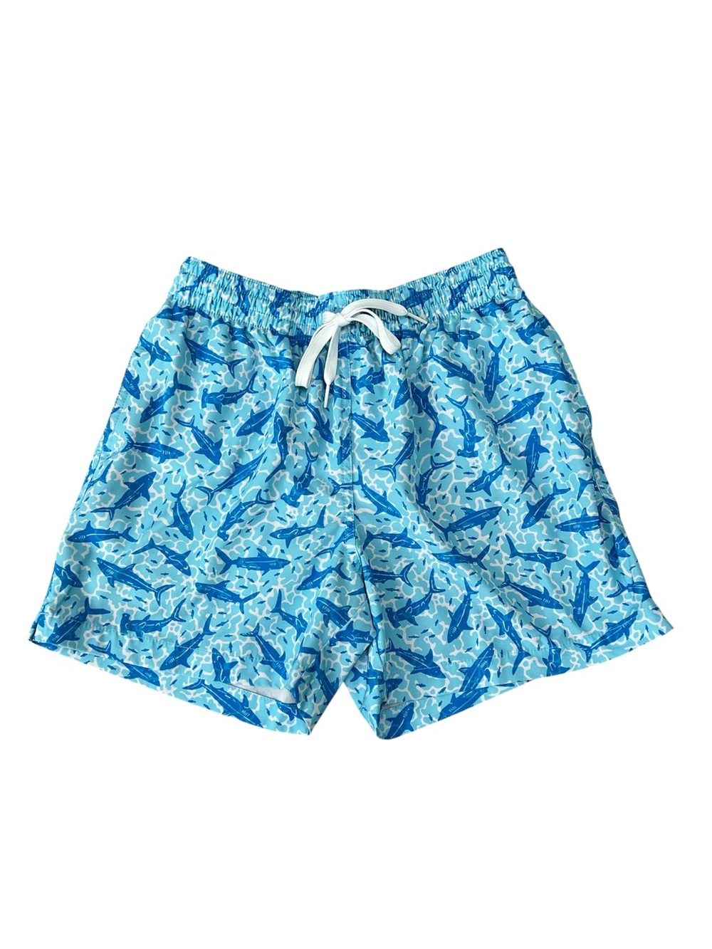 CHUBBIES “The Shark Sides” Classic Swim Shorts/Trunks SMALL bright blue EUC